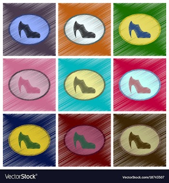 Assembly flat shading style icons footwear women vector image