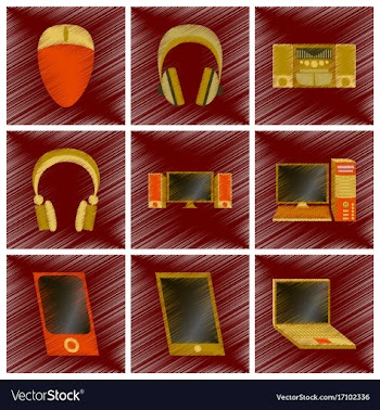 Assembly flat shading style icons gadgets vector image