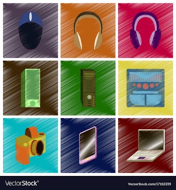 Assembly flat shading style icons gadgets vector image