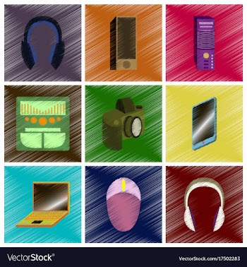 Assembly flat shading style icons gadgets vector image