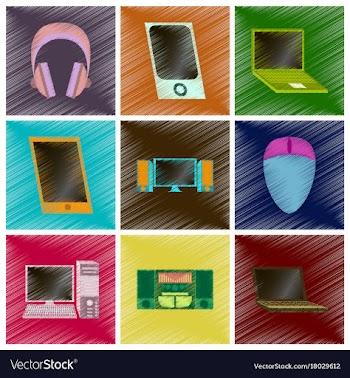 Assembly flat shading style icons gadgets vector image