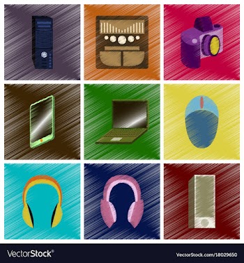 Assembly flat shading style icons gadgets vector image