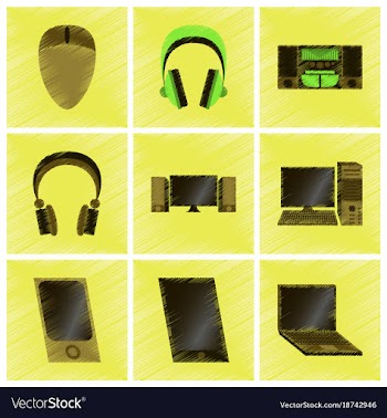 Assembly flat shading style icons gadgets vector image