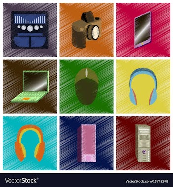Assembly flat shading style icons gadgets vector image