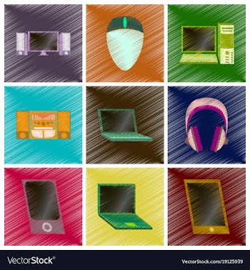 Assembly flat shading style icons gadgets vector image