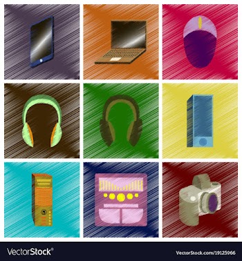 Assembly flat shading style icons gadgets vector image