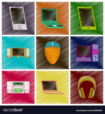 Assembly flat shading style icons gadgets vector image