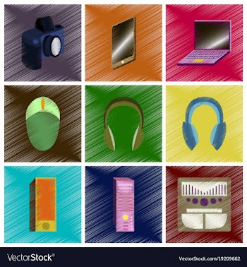 Assembly flat shading style icons gadgets vector image