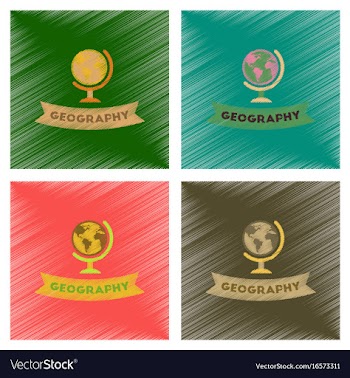 Assembly flat shading style icons geography lesson vector image