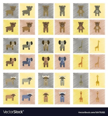 Assembly flat shading style icons giraffe bull vector image