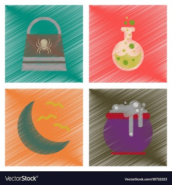 Assembly flat shading style icons halloween bag vector image