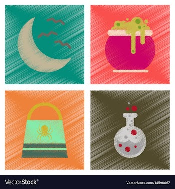 Assembly flat shading style icons halloween bag vector image