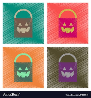Assembly flat shading style icons halloween bag vector image