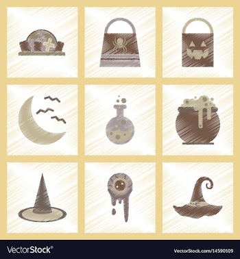 Assembly flat shading style icons halloween bag vector image