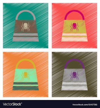 Assembly flat shading style icons halloween bag vector image