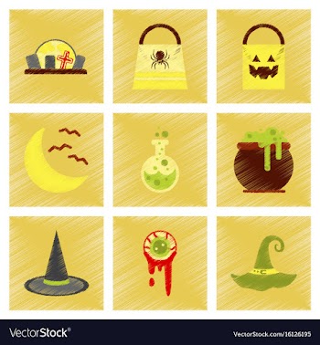 Assembly flat shading style icons halloween bag vector image