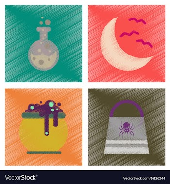 Assembly flat shading style icons halloween bag vector image