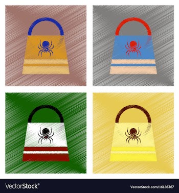 Assembly flat shading style icons halloween bag vector image