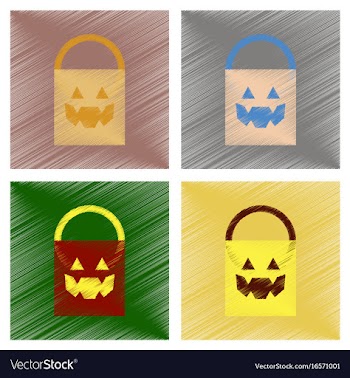 Assembly flat shading style icons halloween bag vector image