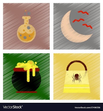 Assembly flat shading style icons halloween bag vector image