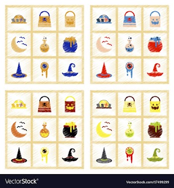 Assembly flat shading style icons halloween bag vector image