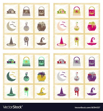 Assembly flat shading style icons halloween bag vector image