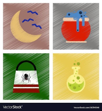 Assembly flat shading style icons halloween bag vector image