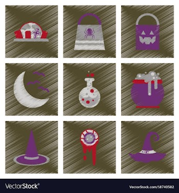 Assembly flat shading style icons halloween bag vector image