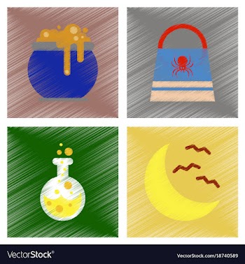 Assembly flat shading style icons halloween bag vector image