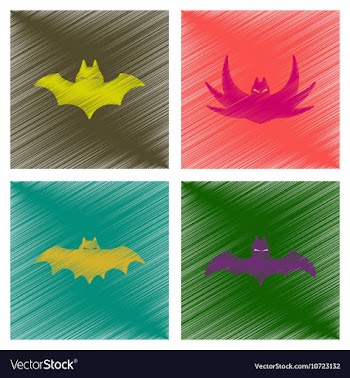 Assembly flat shading style icons halloween bat vector image