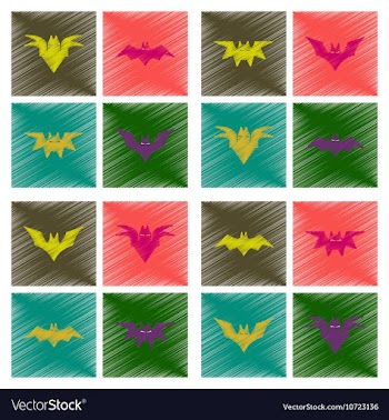 Assembly flat shading style icons halloween bat vector image
