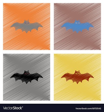 Assembly flat shading style icons halloween bat vector image