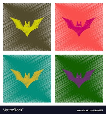 Assembly flat shading style icons halloween bat vector image