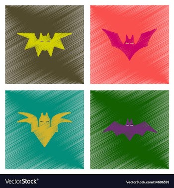 Assembly flat shading style icons halloween bat vector image