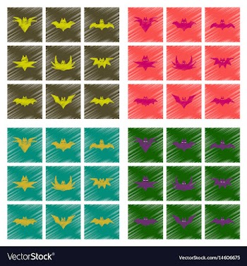 Assembly flat shading style icons halloween bat vector image