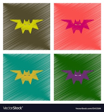 Assembly flat shading style icons halloween bat vector image