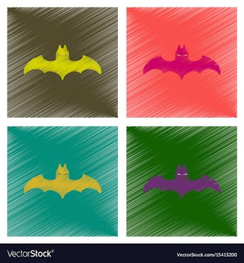 Assembly flat shading style icons halloween bat vector image