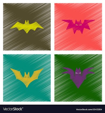 Assembly flat shading style icons halloween bat vector image