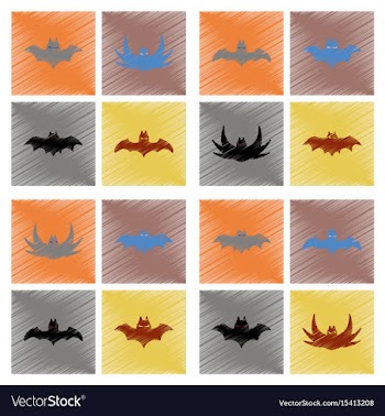 Assembly flat shading style icons halloween bat vector image
