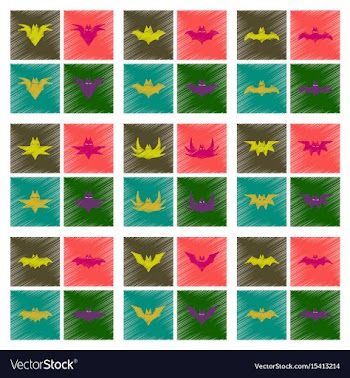 Assembly flat shading style icons halloween bat vector image