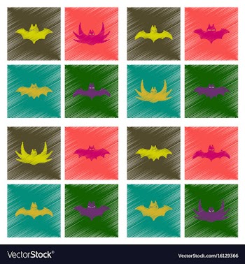 Assembly flat shading style icons halloween bat vector image