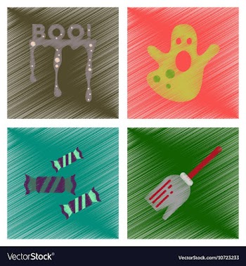 Assembly flat shading style icons halloween boo vector image