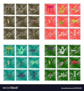 Assembly flat shading style icons halloween boo vector image
