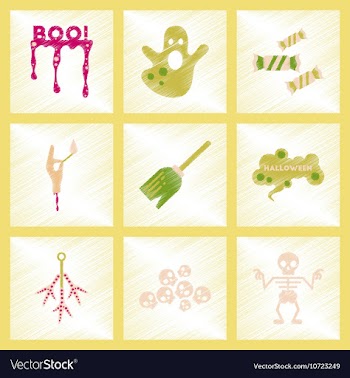 Assembly flat shading style icons halloween boo vector image