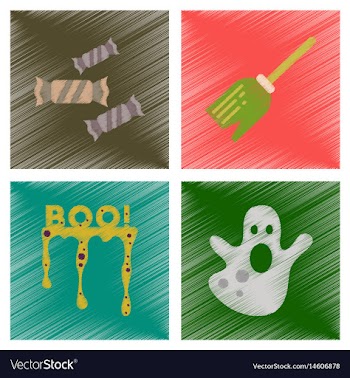 Assembly flat shading style icons halloween boo vector image