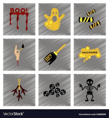 Assembly flat shading style icons halloween boo vector image