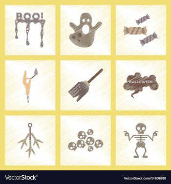 Assembly flat shading style icons halloween boo vector image