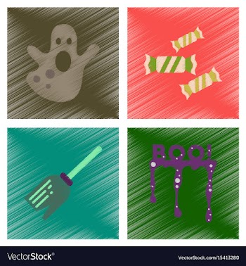 Assembly flat shading style icons halloween boo vector image