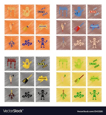 Assembly flat shading style icons halloween boo vector image