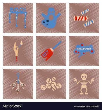 Assembly flat shading style icons halloween boo vector image